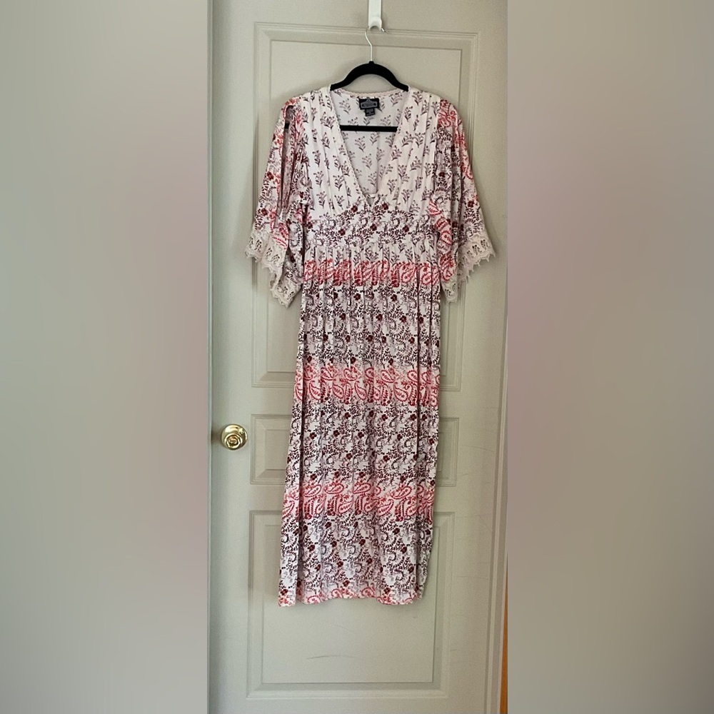 Angie Boho V-Neck Open Sleeve Maxi Dress Size Small